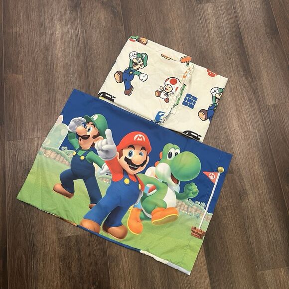 Nintendo Super Mario Twin Flat Sheet With A Matching Pillowcase Super Soft - Picture 1 of 8